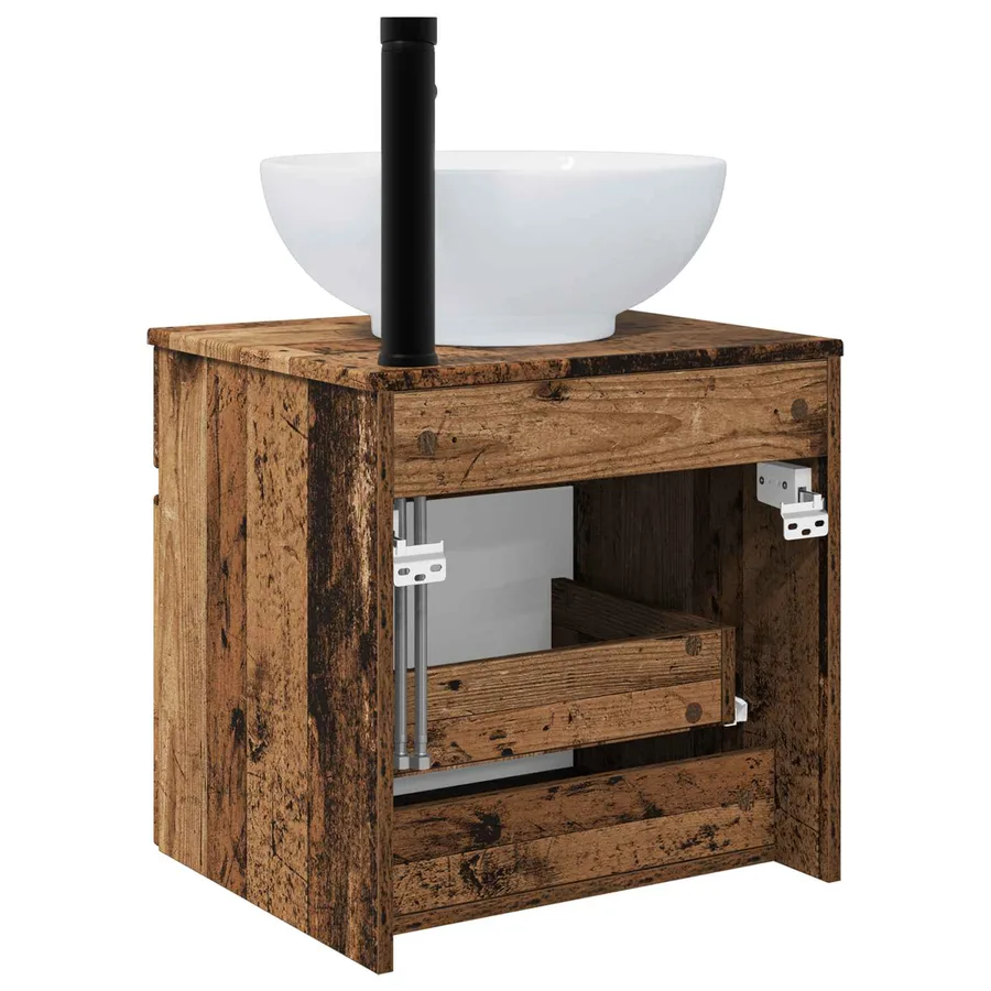 Meuble de lavabo mural Bois ancien 49 x 44,5 x 66,5 cm - 4