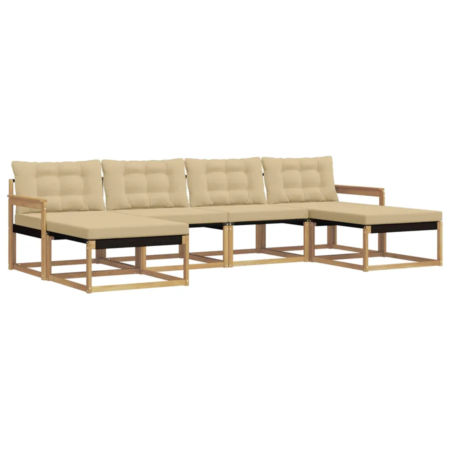 Ensemble de canapés d'extérieur 6 pc Blanc et Beige - 2