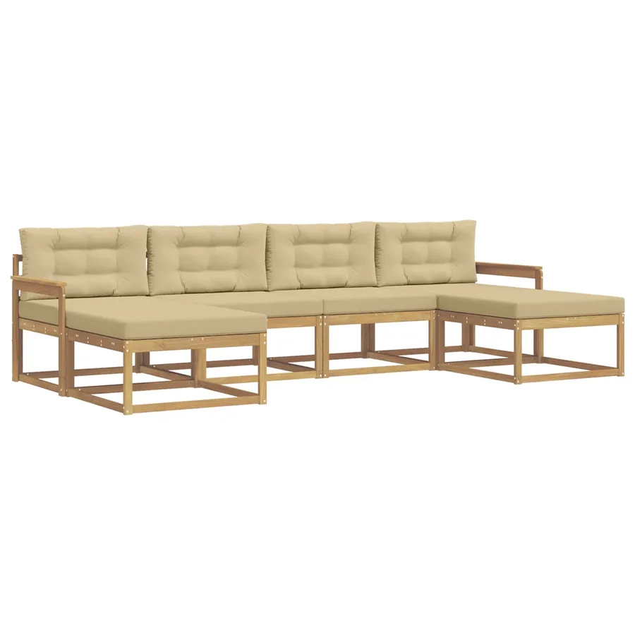 Ensemble de canapés d'extérieur 6 pcs Blanc et Beige - 2