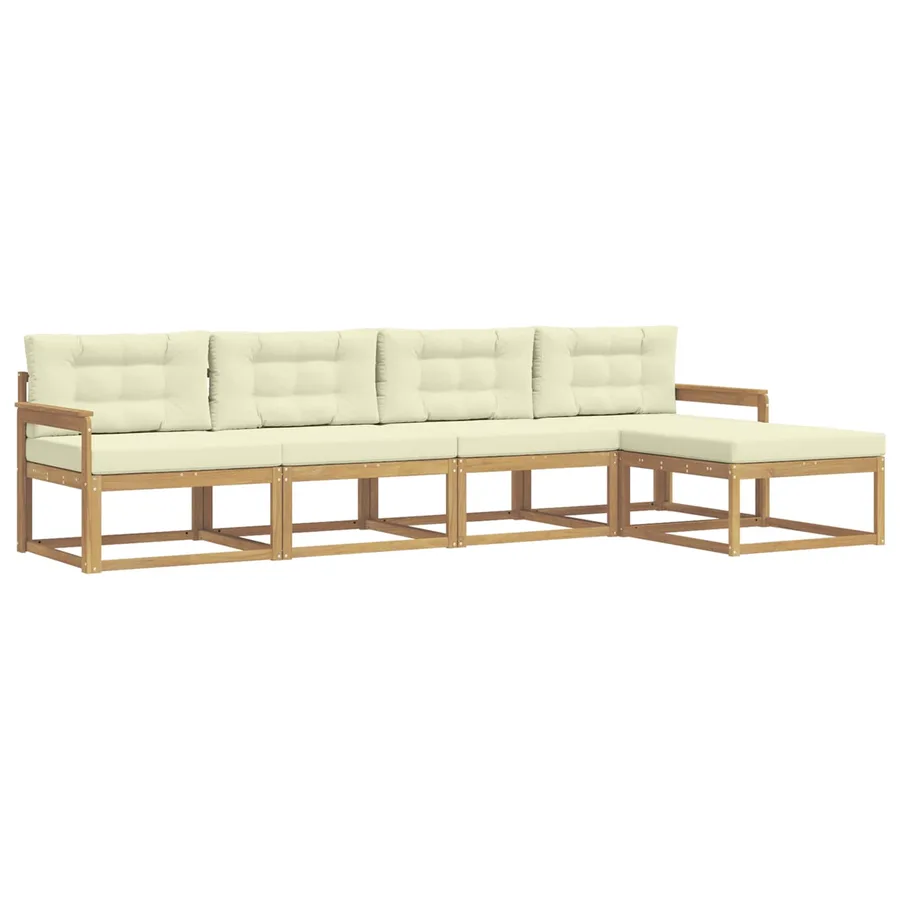 Ensemble de canapés d'extérieur 4 pcs Blanc et crème Polyester - 2