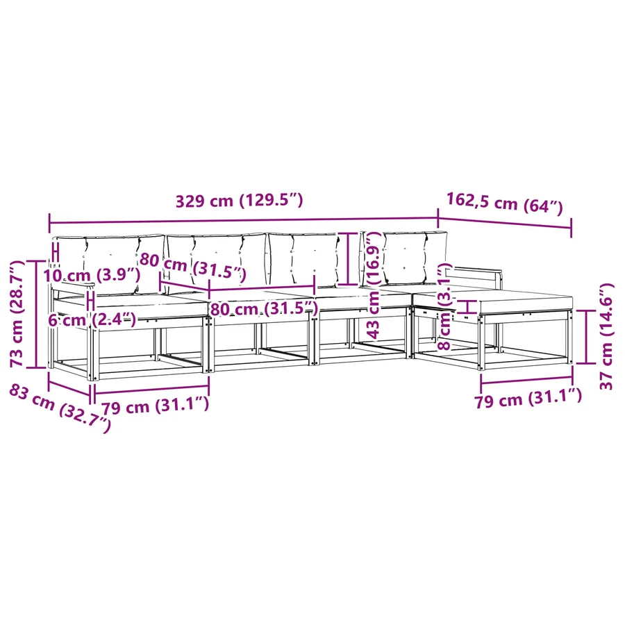 Ensemble de canapés d'extérieur 4 pcs Blanc et crème Polyester - 6