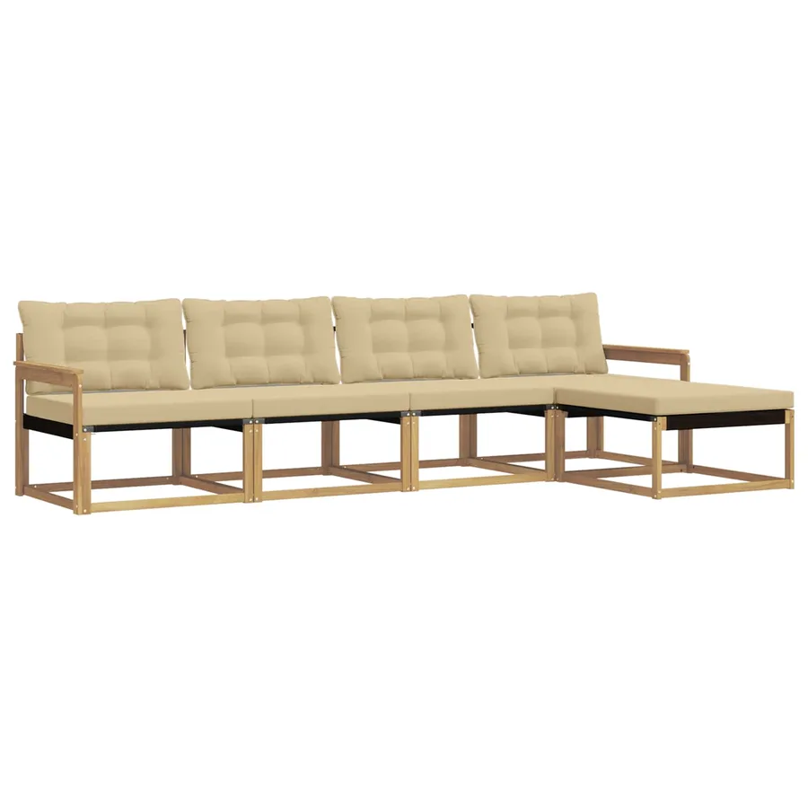 Ensemble de canapés d'extérieur 5 pcs Blanc et Beige - 2