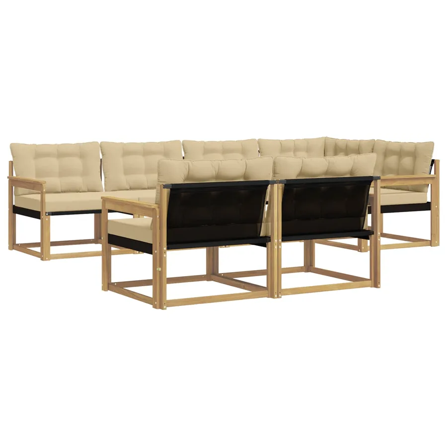 Ensemble de canapés d'extérieur 7 pcs Blanc et Beige - 2