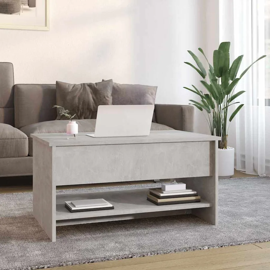 Table basse Gris béton 80x50x40 cm Bois d'ingénierie - 3