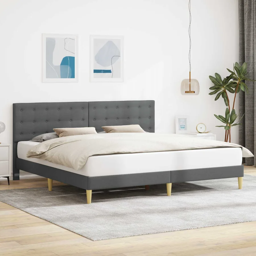 Cadre de lit avec tête de lit Gris foncé 200 x 200 cm Tissu