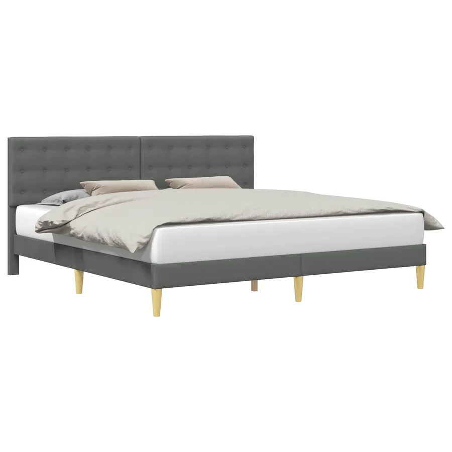 Cadre de lit avec tête de lit Gris foncé 200 x 200 cm Tissu - 2