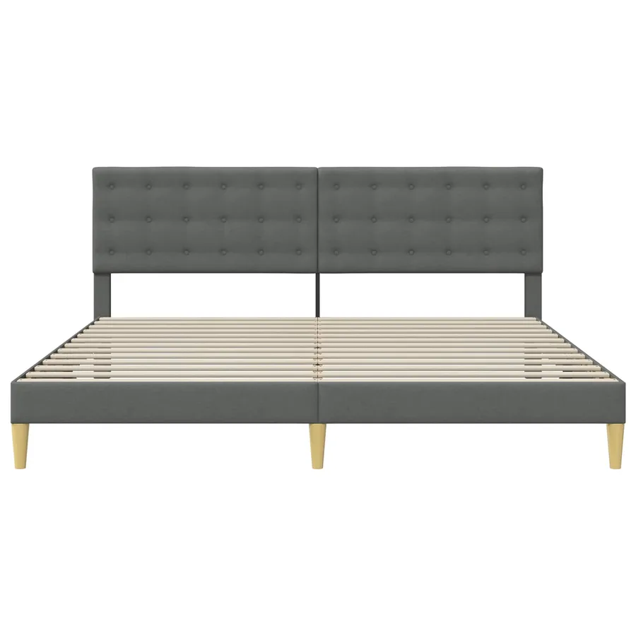Cadre de lit avec tête de lit Gris foncé 200 x 200 cm Tissu - 4