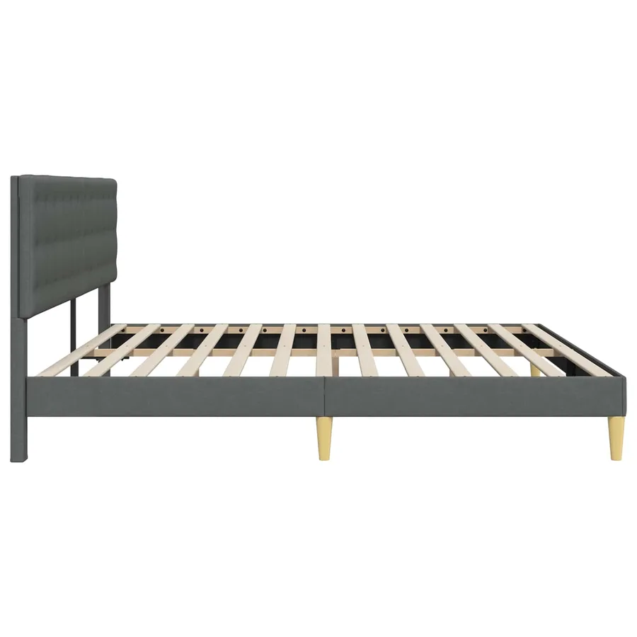 Cadre de lit avec tête de lit Gris foncé 200 x 200 cm Tissu - 5