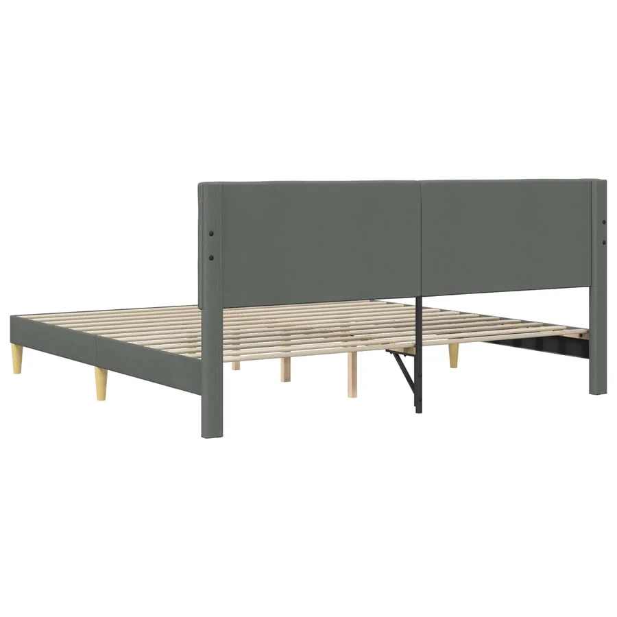 Cadre de lit avec tête de lit Gris foncé 200 x 200 cm Tissu - 6