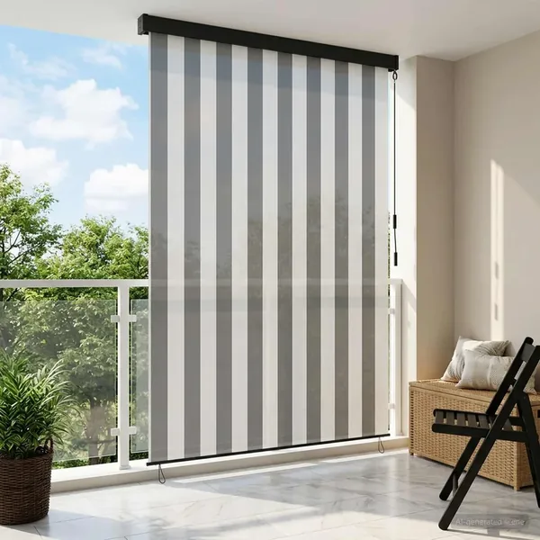 Store enrouleur Anthracite et blanc 120 x 250 cm