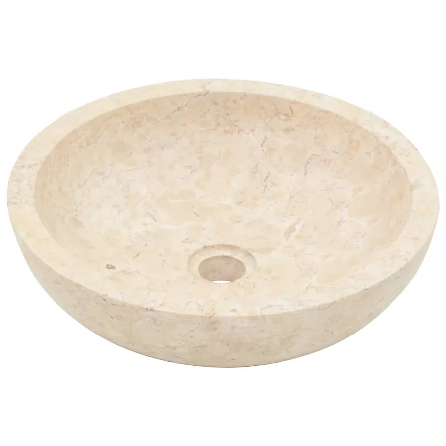 Armoire de salle de bain et lavabos en marbre crème Teck massif - 5
