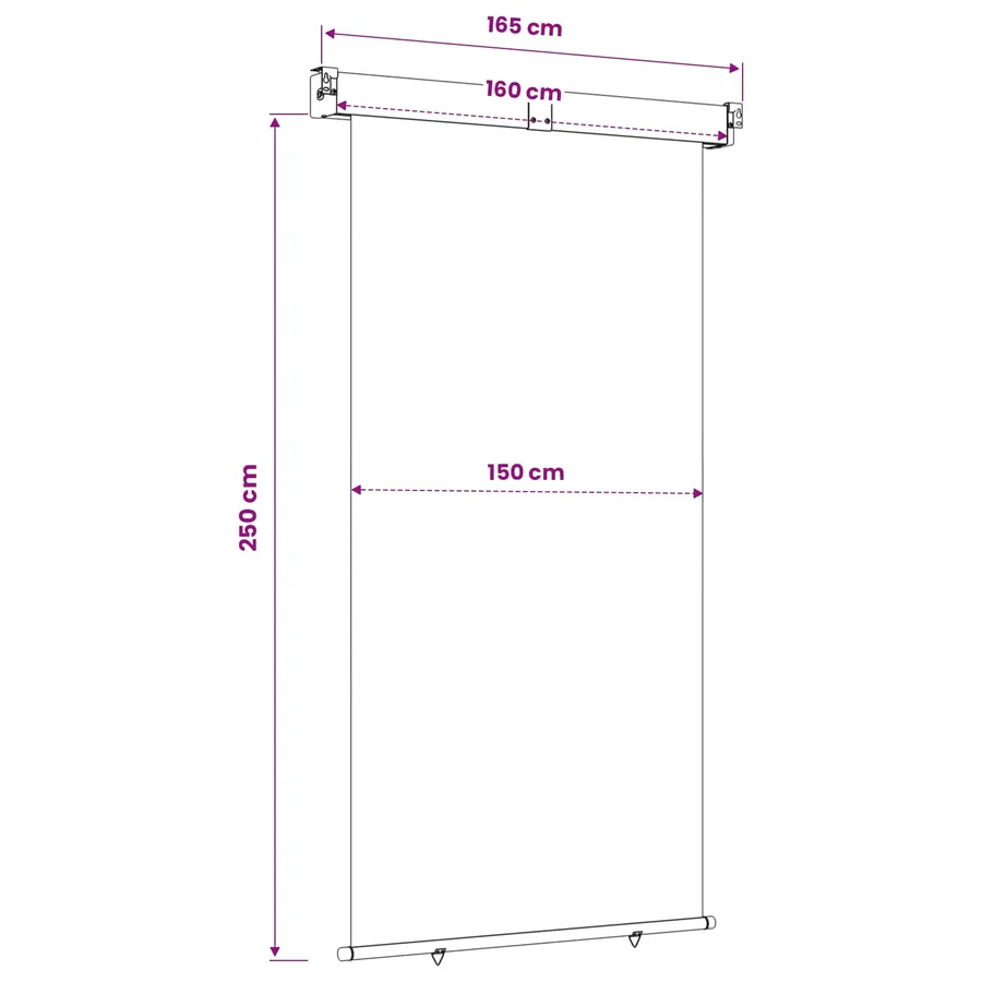 Store latéral de balcon 160 x 250 cm 100% polyester fer acier - 6