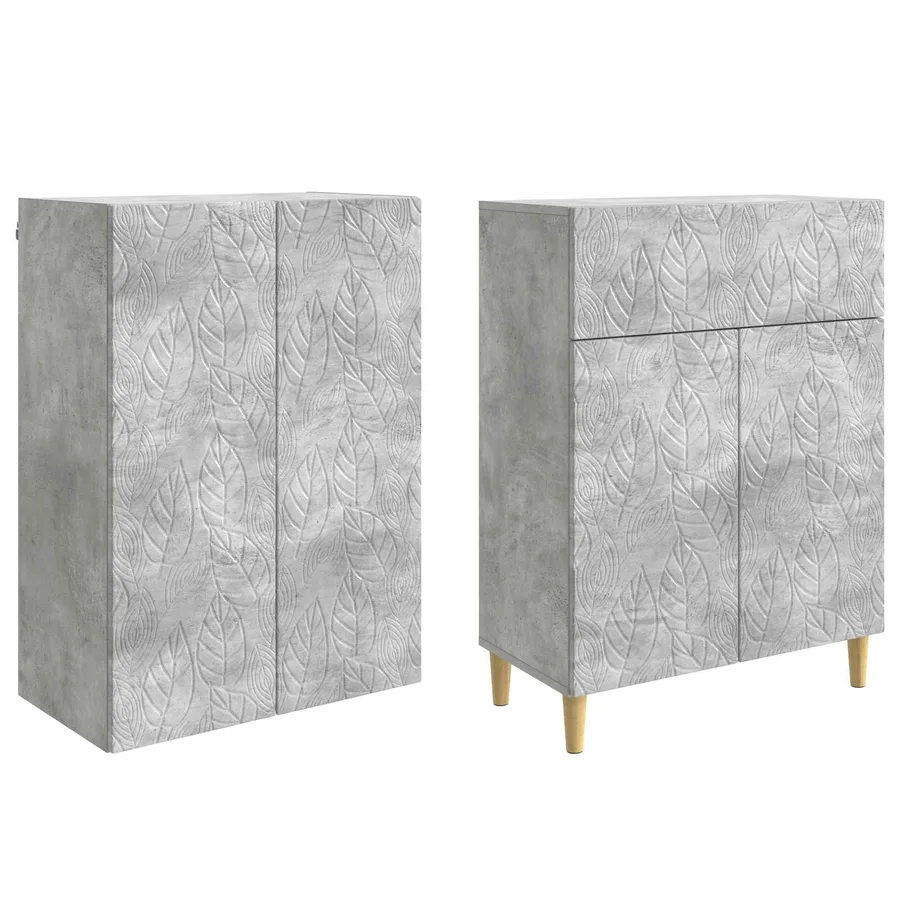 Ensemble de Meubles 2 pcs Gris béton Bois d'ingénierie - 4