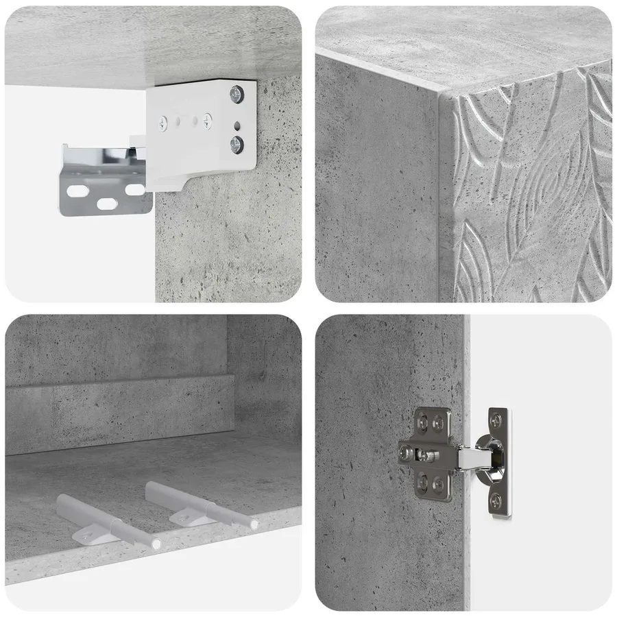 Ensemble de Meubles 2 pcs Gris béton Bois d'ingénierie - 8