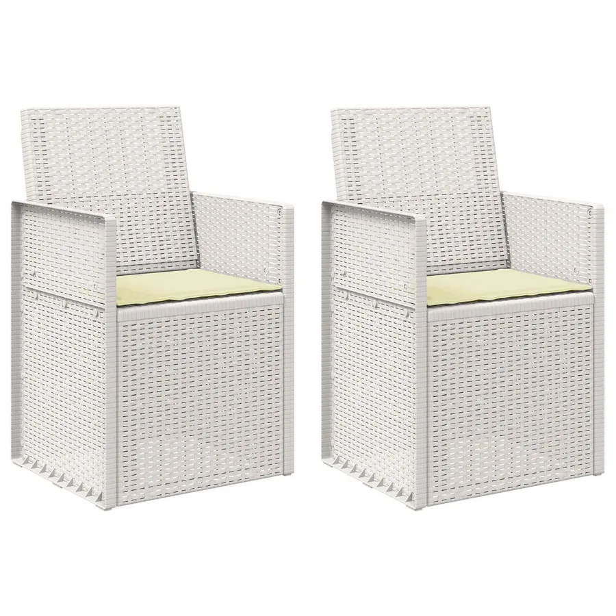 Chaises de jardin salle à manger 2 pcs Blanc et crème PP - 2