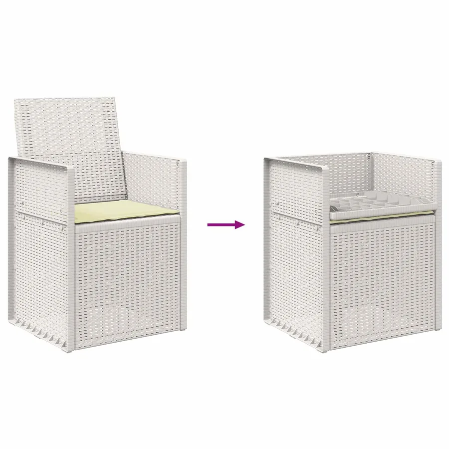 Chaises de jardin salle à manger 2 pcs Blanc et crème PP - 9