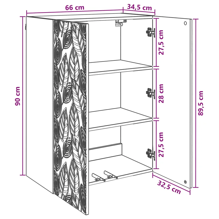 Armoire Murale 66 x 34,5 x 90 cm Bois d'ingénierie - 9