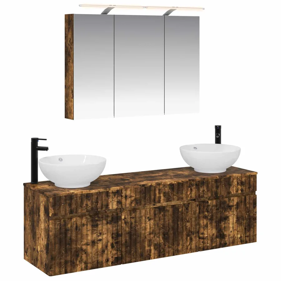 Ensemble d'armoire de salle de bain 4 pcs Chêne fumé - 2