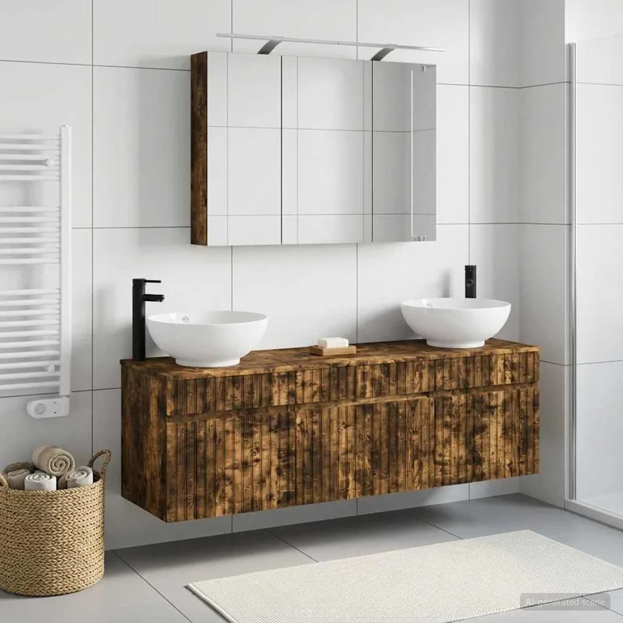Ensemble d'armoire de salle de bain 4 pcs Chêne fumé - 4