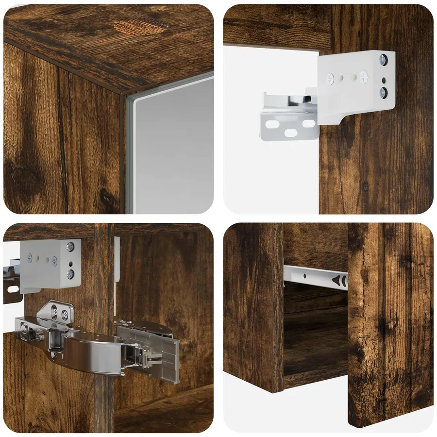 Ensemble d'armoire de salle de bain 4 pcs Chêne fumé - 9