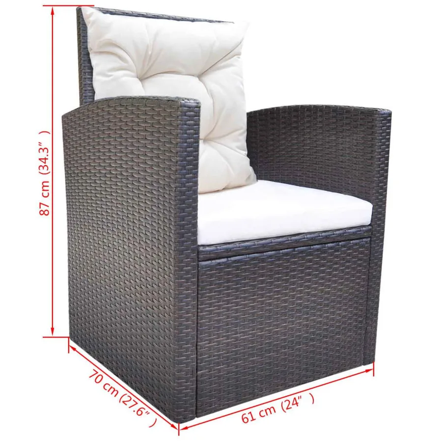 Ensemble à manger d'extérieur avec coussins 6pcs Résine tressée - 10