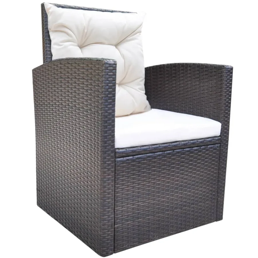 Ensemble à manger d'extérieur avec coussins 6pcs Résine tressée - 6