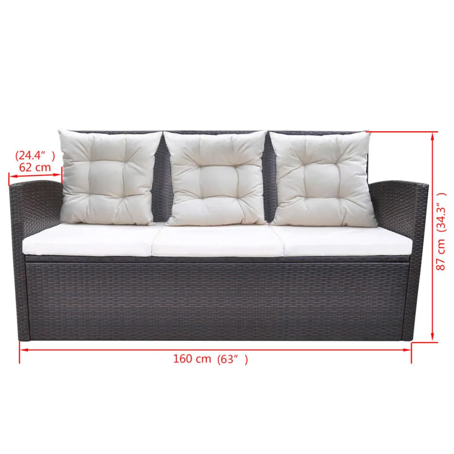Ensemble à manger d'extérieur avec coussins 6pcs Résine tressée - 8