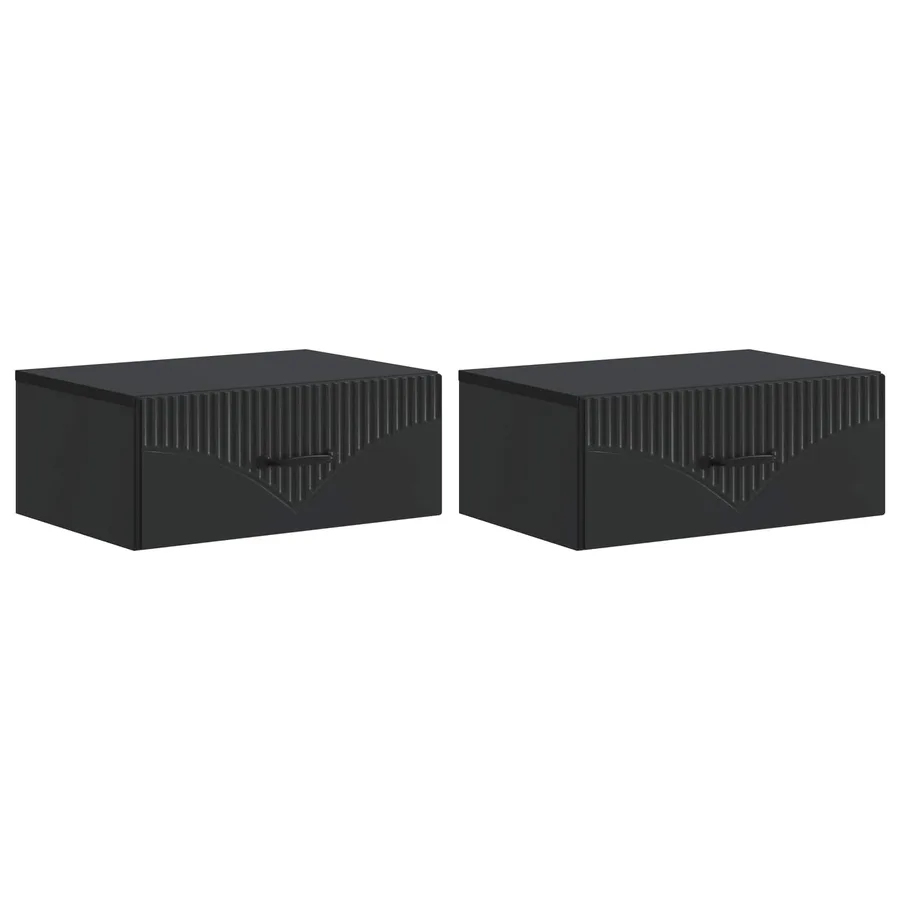 Cabinet de chevet mural 2 pcs Noir 49 x 34,5 x 20 cm - 2