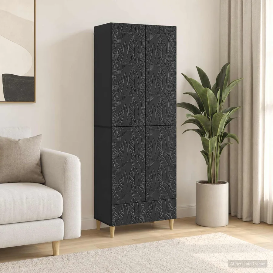 Ensemble de Meubles 2 pcs Noir Bois d'ingénierie