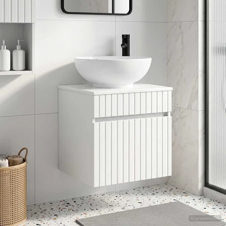 Meuble de lavabo mural Blanc brillant 49 x 44,5 x 66,5 cm