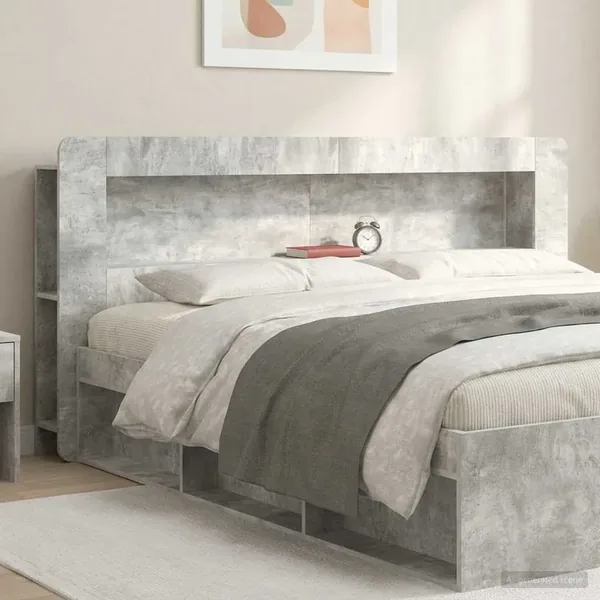 Cabinet de Tête de Lit Gris béton Bois d’ingénierie
