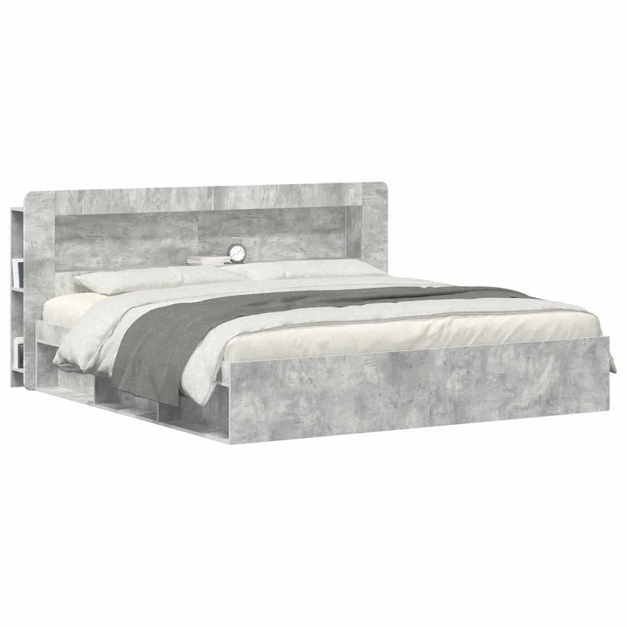 Cabinet de Tête de Lit Gris béton Bois d’ingénierie - 3