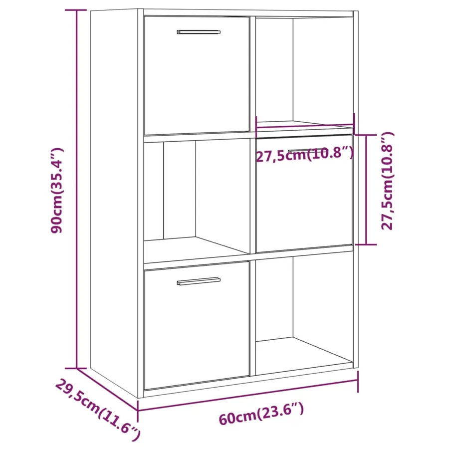 Armoire de rangement Sonoma gris 60x29,5x90 cm - 9