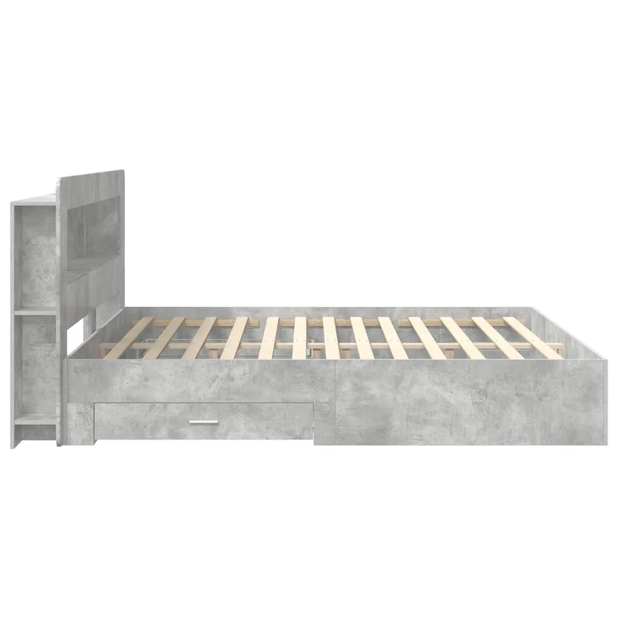 Cadre de lit avec rangement Gris béton 200 x 200 cm - 4