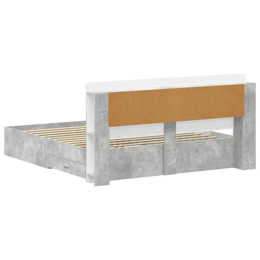 Cadre de lit avec rangement Gris béton 200 x 200 cm - 5