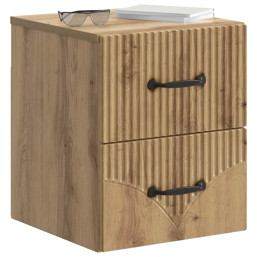 Cabinet de chevet mural Chêne artisanal 34,5 x 33 x 40 cm - 3
