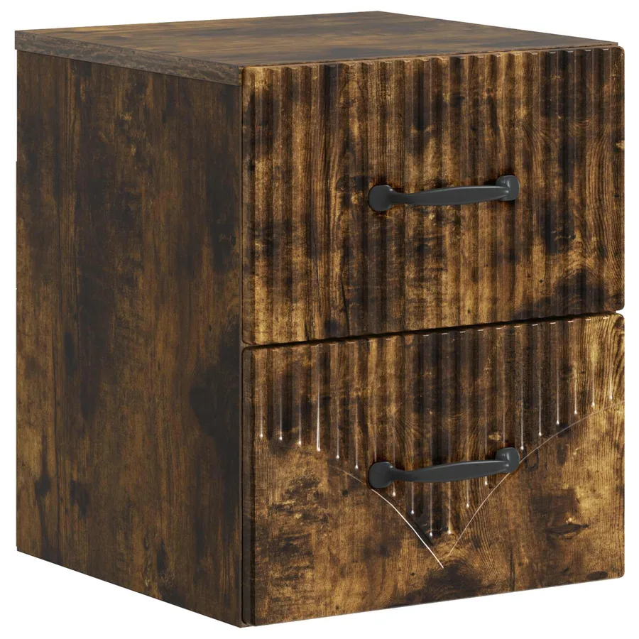 Cabinet de chevet mural Chêne fumé 34,5 x 33 x 40 cm - 2