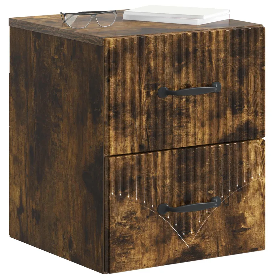 Cabinet de chevet mural Chêne fumé 34,5 x 33 x 40 cm - 3