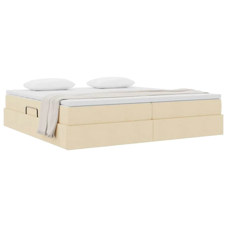 Lit avec rangement et matelas Crème 200 x 200 cm Polyester - 3