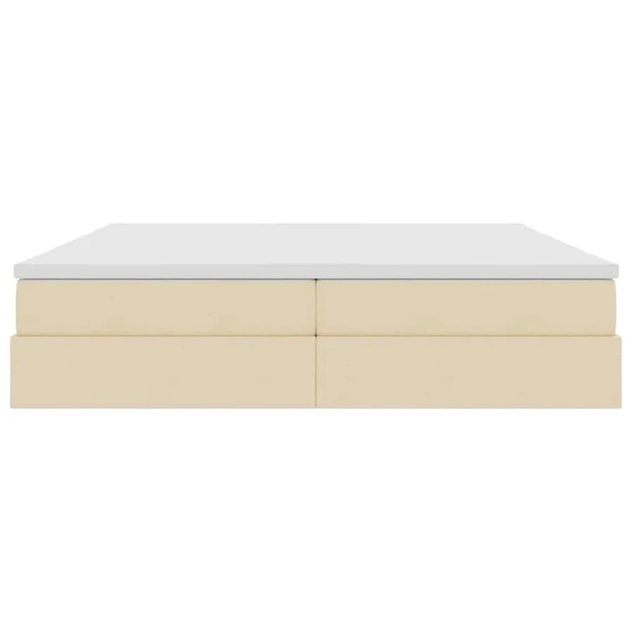 Lit avec rangement et matelas Crème 200 x 200 cm Polyester - 7
