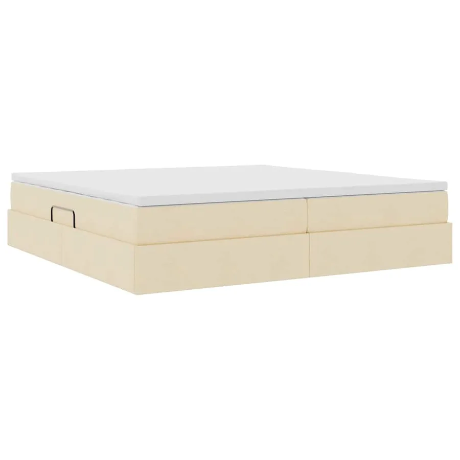 Lit avec rangement et matelas Crème 200 x 200 cm Polyester - 8