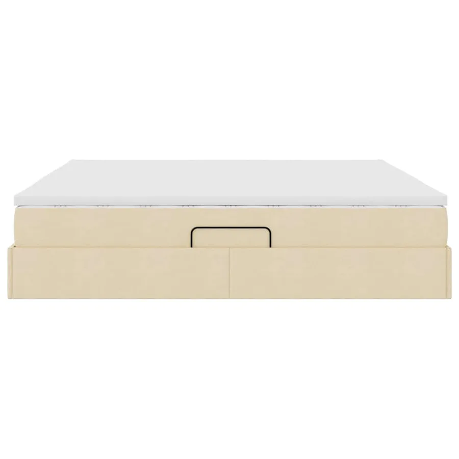 Lit avec rangement et matelas Crème 200 x 200 cm Polyester - 9