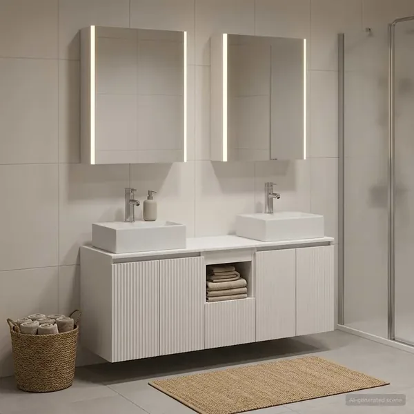 Ensemble d'armoire de salle de bain 5 pcs Blanc