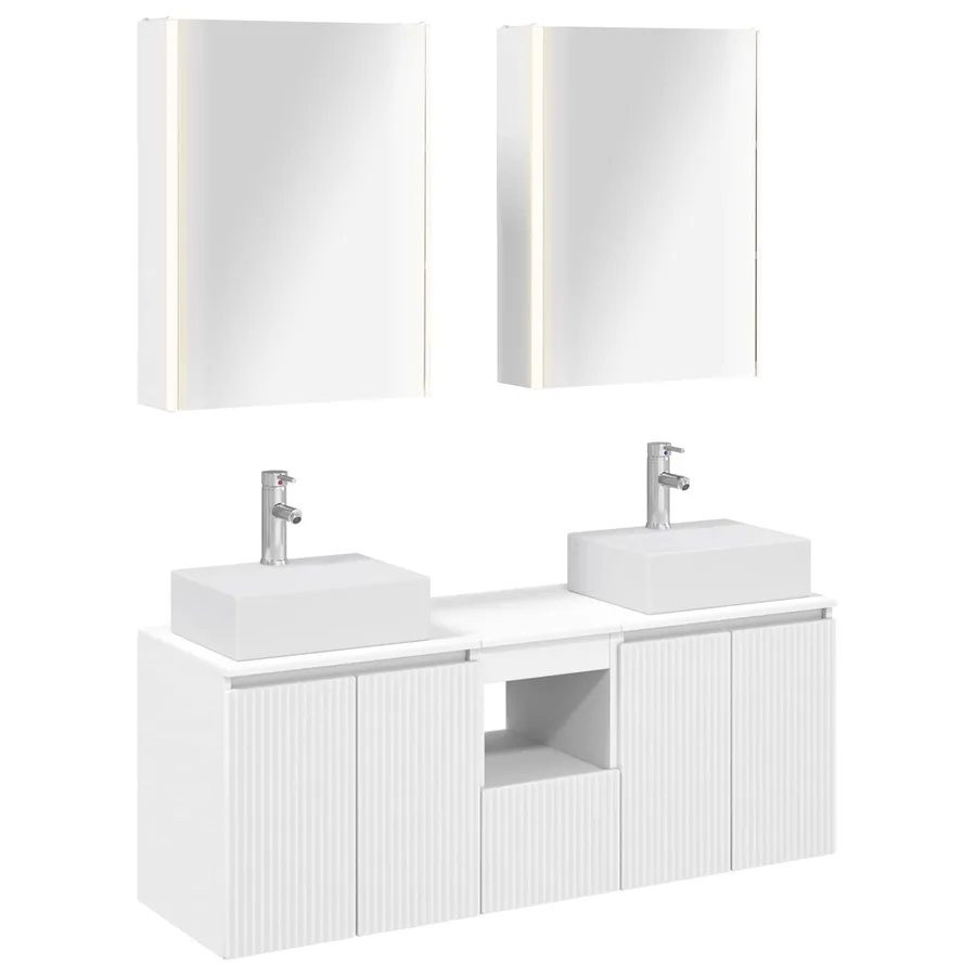Ensemble d'armoire de salle de bain 5 pcs Blanc - 2