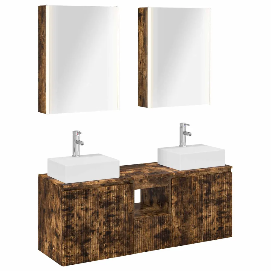 Ensemble d'armoire de salle de bain 5 pcs Chêne fumé - 2