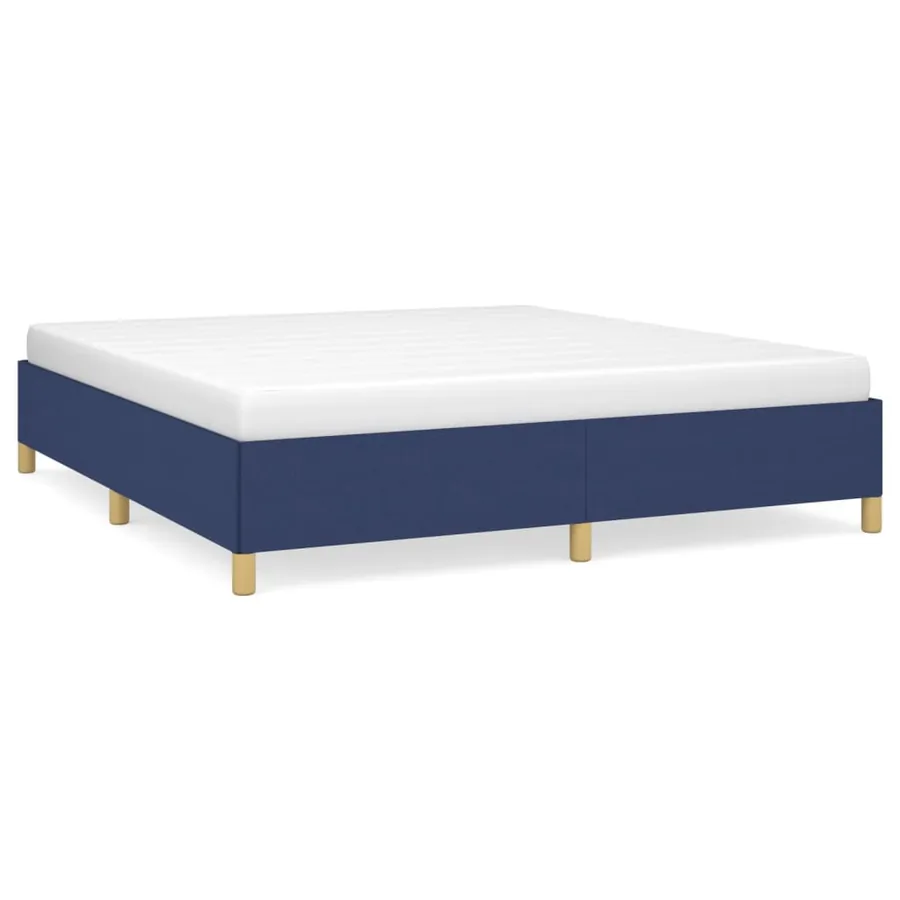 Cadre de lit sans matelas bleu 160x200 cm tissu - 2