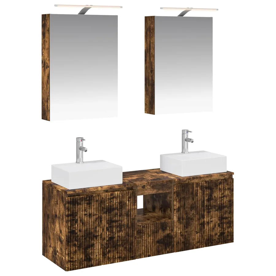Ensemble d'armoire de salle de bain 5 pcs Chêne fumé - 2