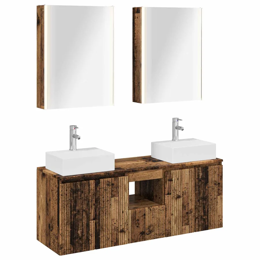 Ensemble d'armoire de salle de bain 5 pcs Bois ancien - 2