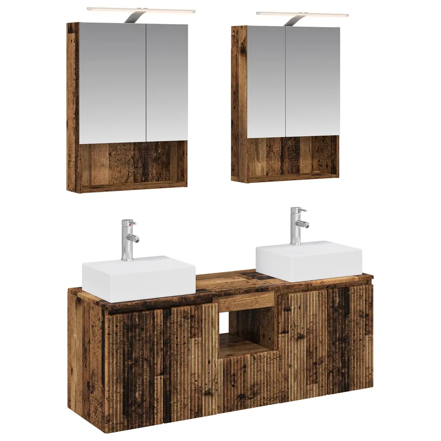 Ensemble d'armoire de salle de bain 5 pcs Bois ancien - 2