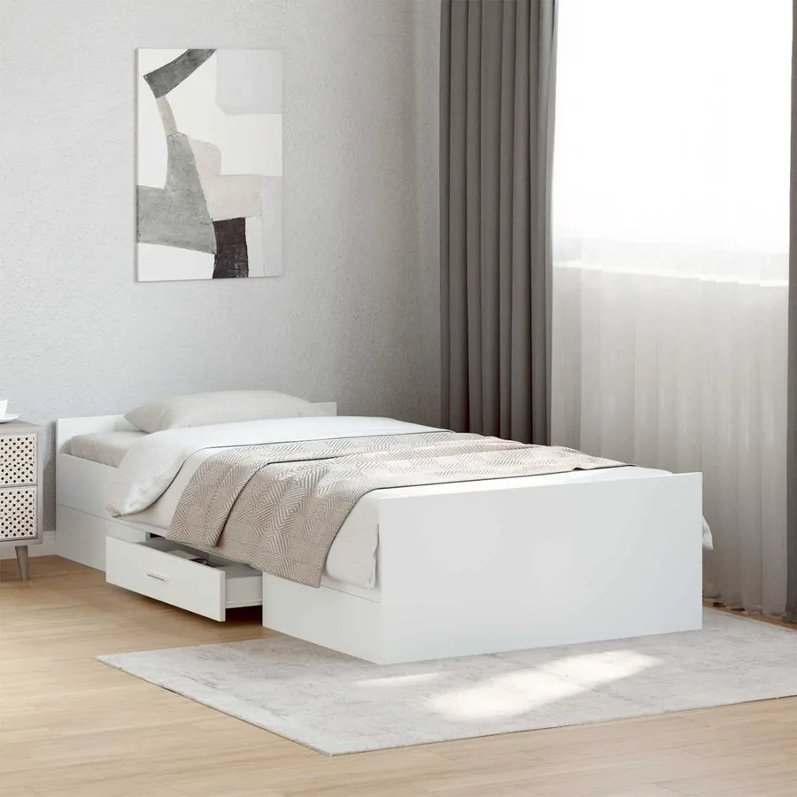 Cadre de lit avec rangement Blanc 80 x 200 cm Bois d'ingénierie